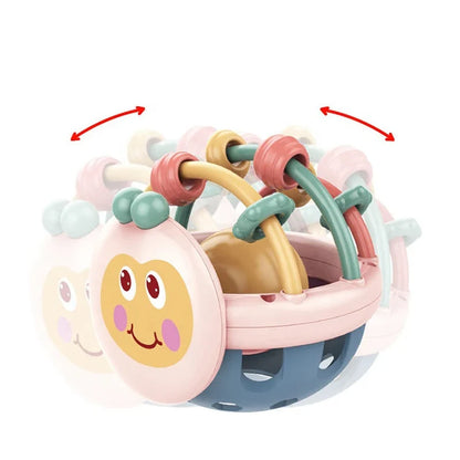 Baby Sensory Teether Ball with BPA-free silicone, easy-grip design, and soft rattle for newborns and infants
