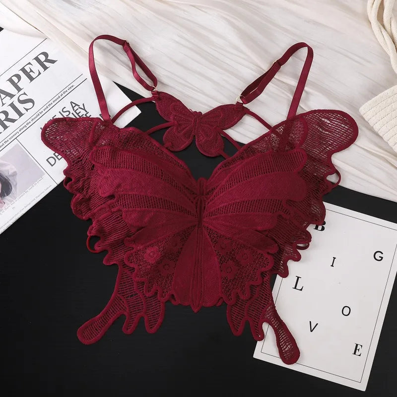 Sexy Butterfly Lace Bras For Women Backless All-in-one Bralette Woman Underwear Female Lingerie Flower Hollow-out Bra Brassiere