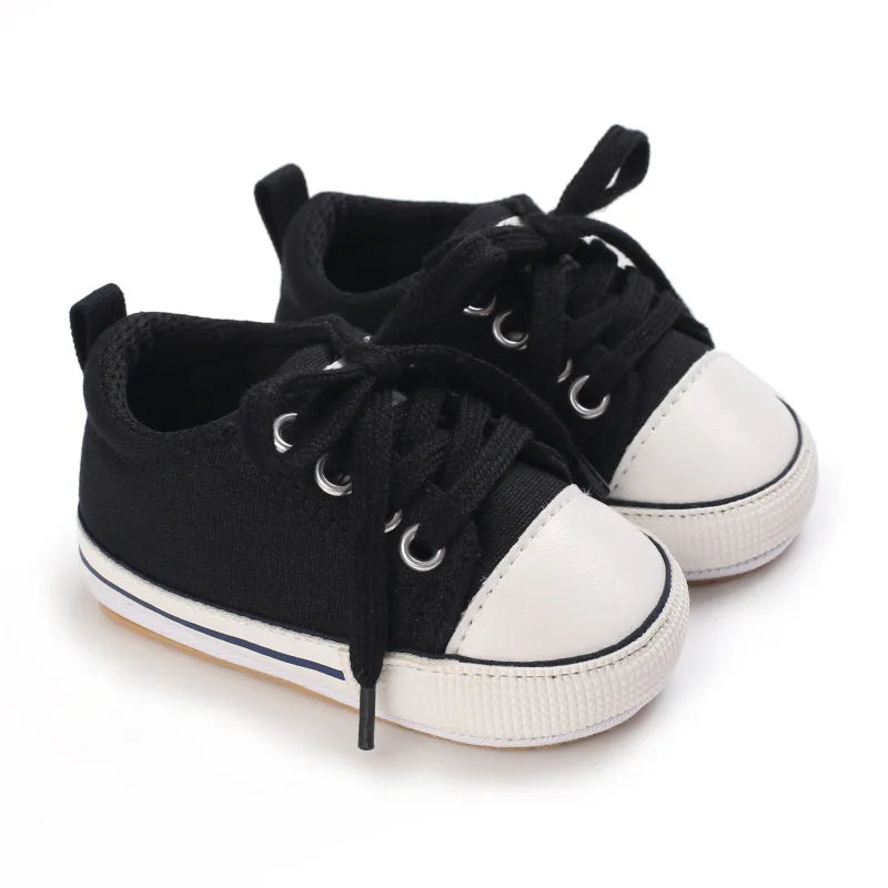 Baby Boys Girls Canvas Shoes Non-slip Rubber Sole Comfortable Soft Unisex Baby Basketball Shoes 0-18M