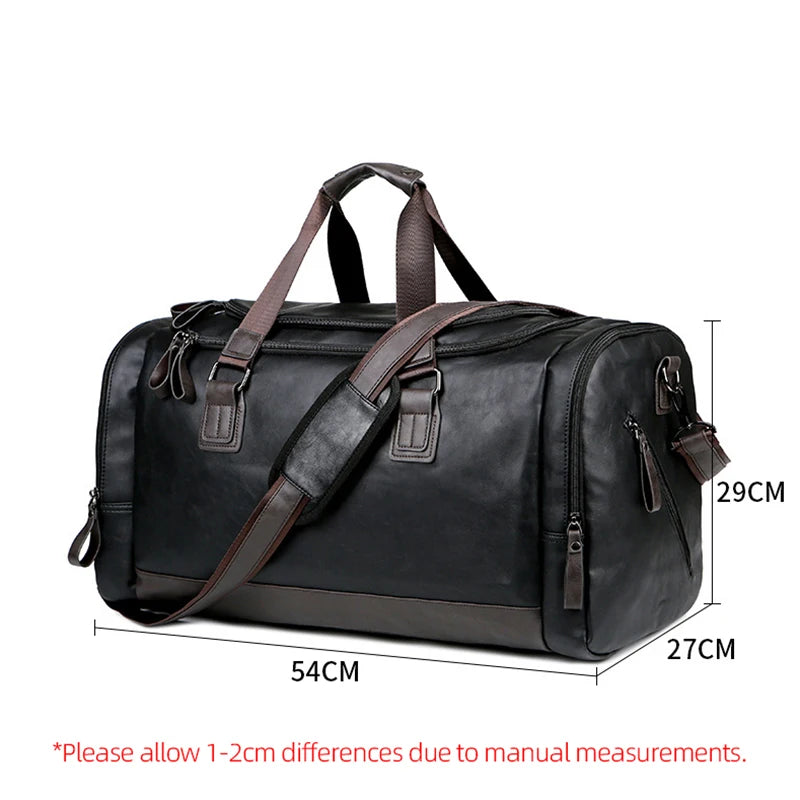 PU Leather Travel Duffel Bag Luggage Weekender Overnight Tote for Men Women Gym Sports Crossbody Carry on Waterproof  Handbags