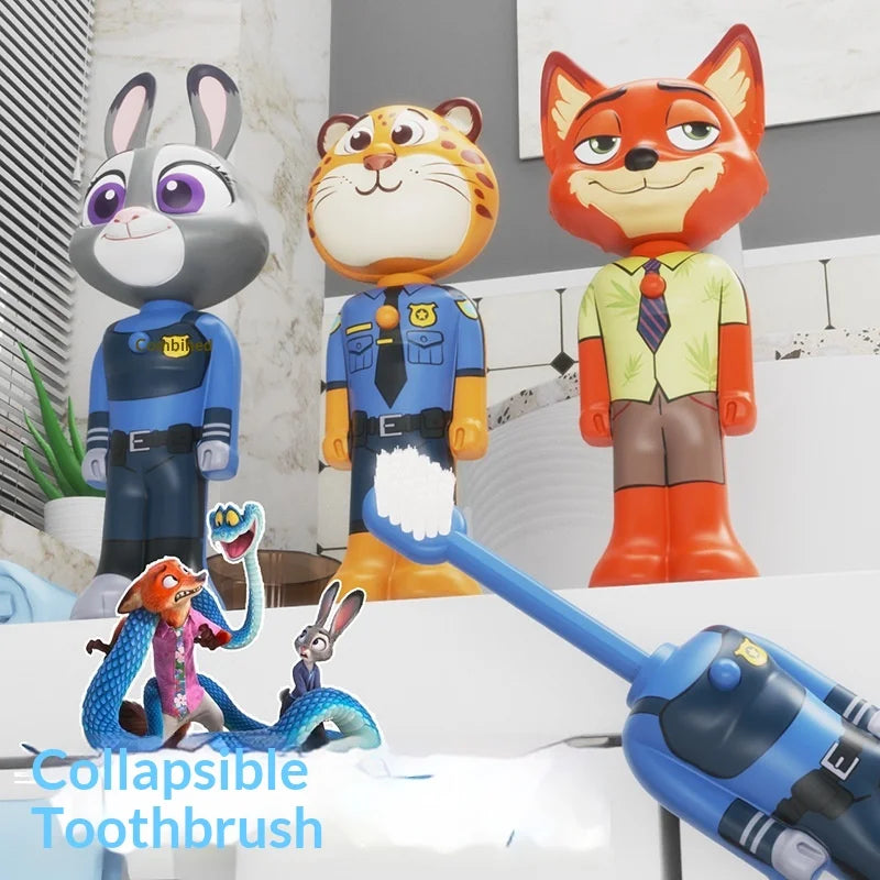 Disney Zootopia Internet Celebrity Retractable Toothbrush Nick Judy Deformed Soft Bristled Toothbrush Fine Bristle Kid Gift Toys