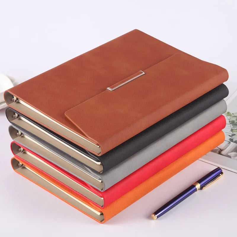 A5 Binder Refillable Planner Faux Leather Notebook Journal with Card Pen Holder Outdoor Journal Planner Agenda DIY Birthday Gift