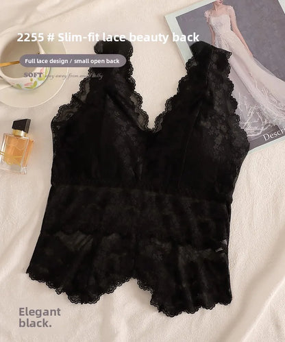 Lace White Strap Vest Women Summer Outdoor Wear with Chest Pad Beautiful Ba Base Inner Match V-ne Svel Top Women