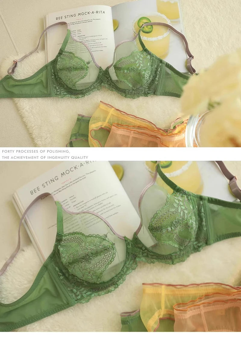 Seamless Lace Bra Breathable Ice Silk Unlined Brassiere Underwear Women's Sexy Push Up Wire Free Ultra-thin Bralette Lingerie