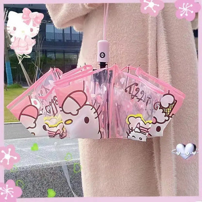 Sanrio Kuromi Folding Umbrella Cinnamoroll Printed Windproof Kawaii Mini Storage Girl Gift Rainy Outing Portable Lightweight Y2K