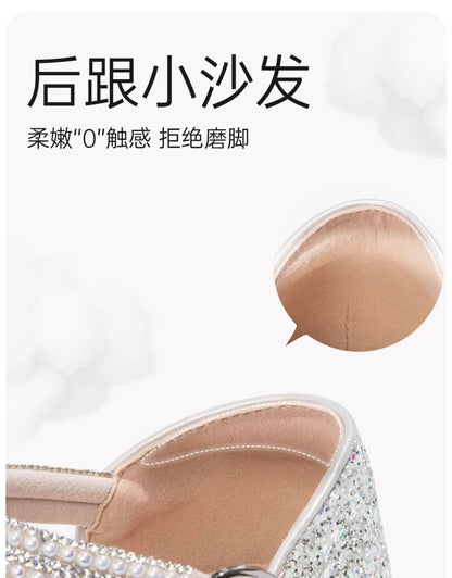 Brand Princess Shoe 2025 Summer New Sandals for Girls Kid Crystal Shoe Women Heels Gift Party Dresses for Girl Women's Sandals