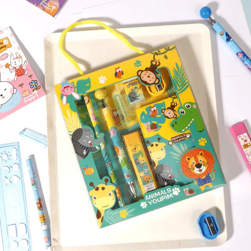 5/8 Stationery Set Notebook Pencil Automatic Pencil Pencil Cap Pencil Sharpener Pencil Refill Geometric Ruler Eraser for Kids