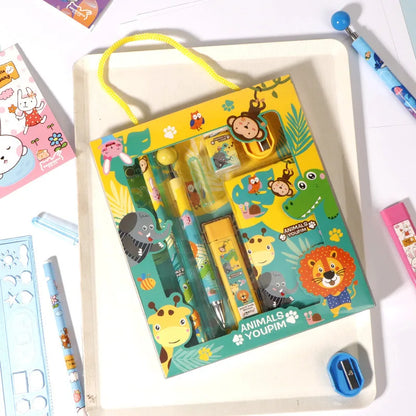 5/8 Stationery Set Notebook Pencil Automatic Pencil Pencil Cap Pencil Sharpener Pencil Refill Geometric Ruler Eraser for Kids