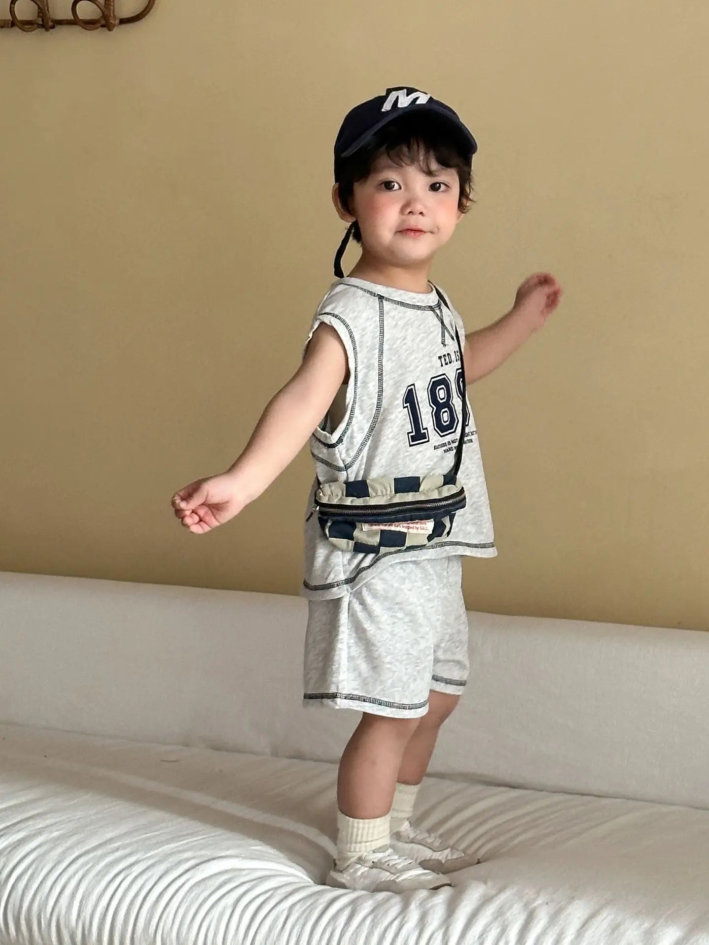 Summer New Children Short Sleeve Clothes Set Boys Letter Print T Shirts 2pcs Suit Girls Vest Dress Kids Brother Sisters Set