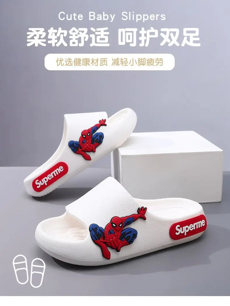 Anime peripheralsMarvel cartoon Spider-Man children's home anti-slip sandals New flip-flop boys soft-soled beach sandals EVA (Available)