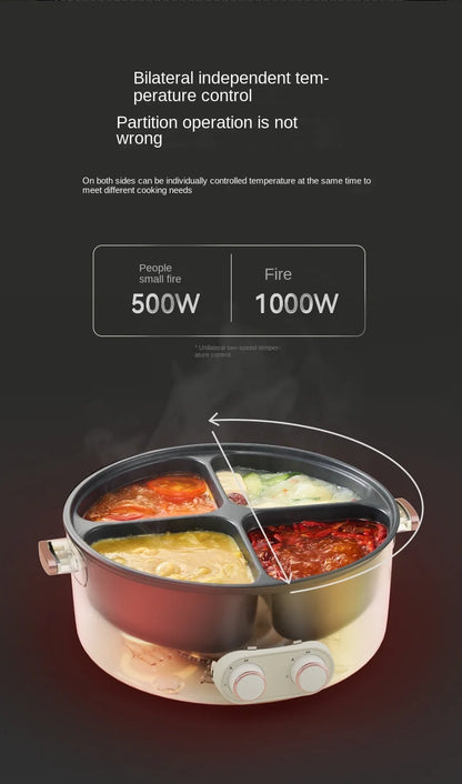 Colorful Mandarin Duck Electric Pot Four-Grid Multi functional Household 6-liter Capacity Integrated Hot Pot Electric Caldron