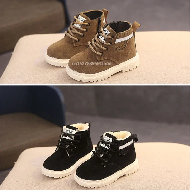 Material Plush Kids Winter Boots Cotton Fabric Spring Autumn Children Shoes Baby Toddler Boys Girls Boots (Available)