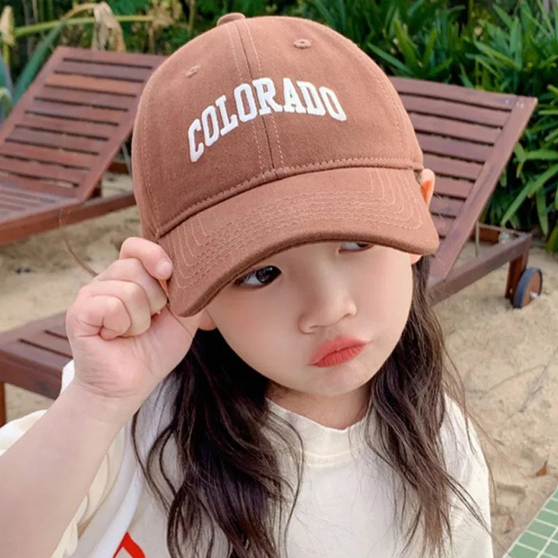 Fashion Letter Children Baseball Hat Solid Cotton Kids Duck Tongue Cap