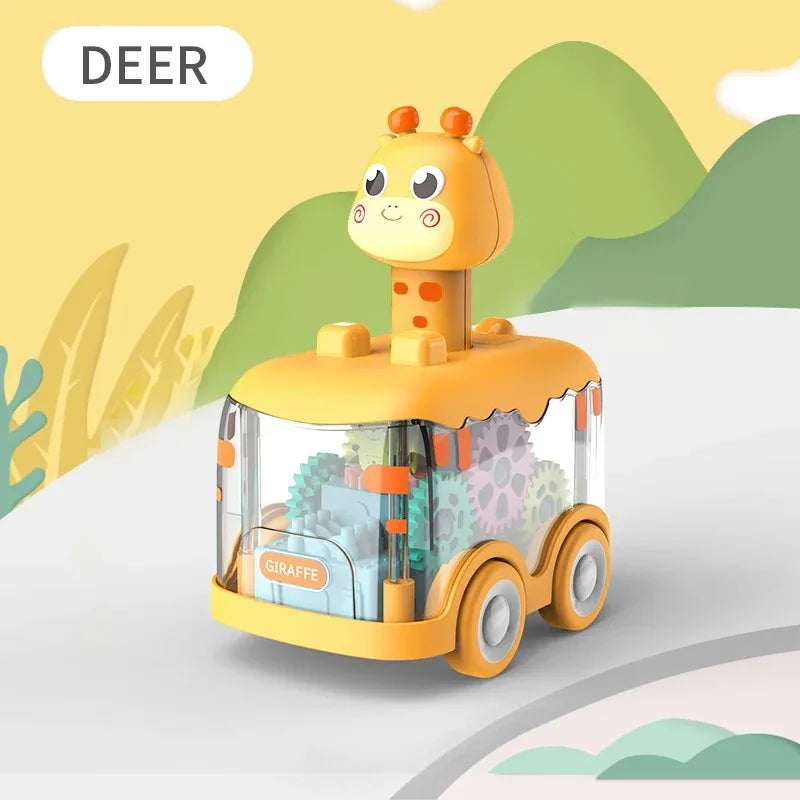 Baby Toy Press and Go Gear Car Toy for Toddlers 1 2 3 Years Old Light Up Toy Inertial Car Birthday Gifts for Kids Boys and Girls