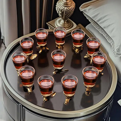 12Pcs/Set Zodiac Liquor Wine Glass Set Household Small Wine Glasses Hip Flasks Imitation Drinkware Exquisite Gift