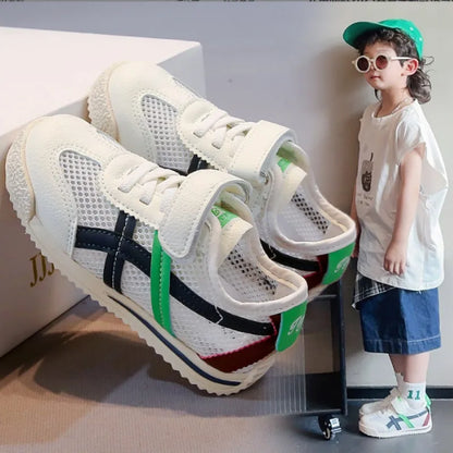 Children's Mesh Shoes Summer Autumn  New Breathable Mesh Boys Forrest Gump Shoes Casual Sports Girls' Board Shoes Green Brow