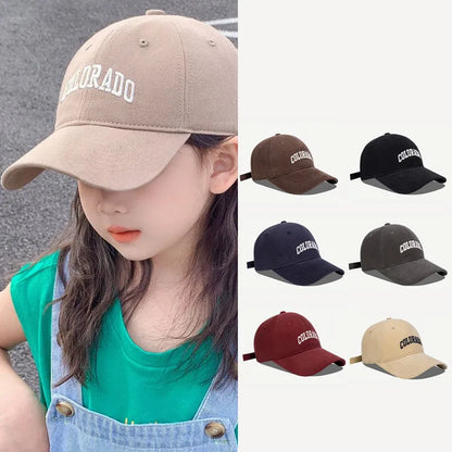 Fashion Letter Children Baseball Hat Solid Cotton Kids Duck Tongue Cap