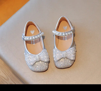 Children's Leather Shoes Bling Sequins Bowknot Princess Shoes for Girls Sweet Chic Kids Causal Wedding Shoes Shallow Versatile