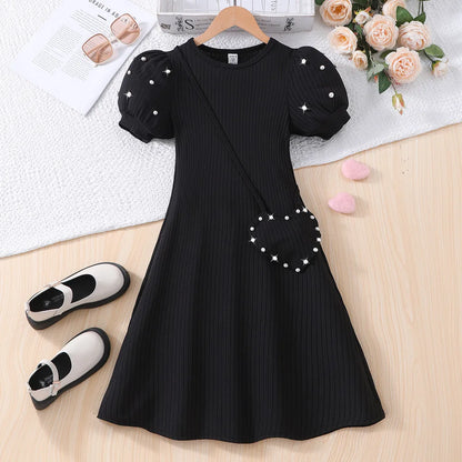 Teen Girl Dress Summer Purple Retro Short Sleeve Children Dresses Fashion Girl Costume Party Big KIds Outfit 7 8 9 10 11 12Yrs