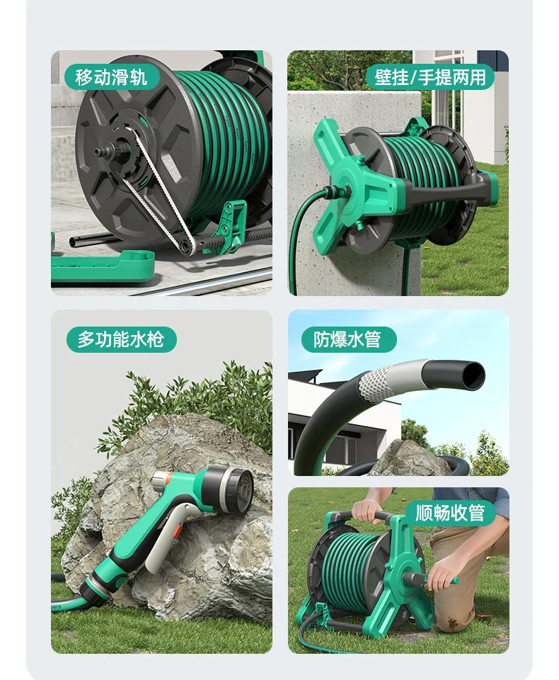 Wall Mounted Portable Water Gun Pressure Resistant Antifreeze Flower Sprayer Car Wash Durable Water Pipe Coiler