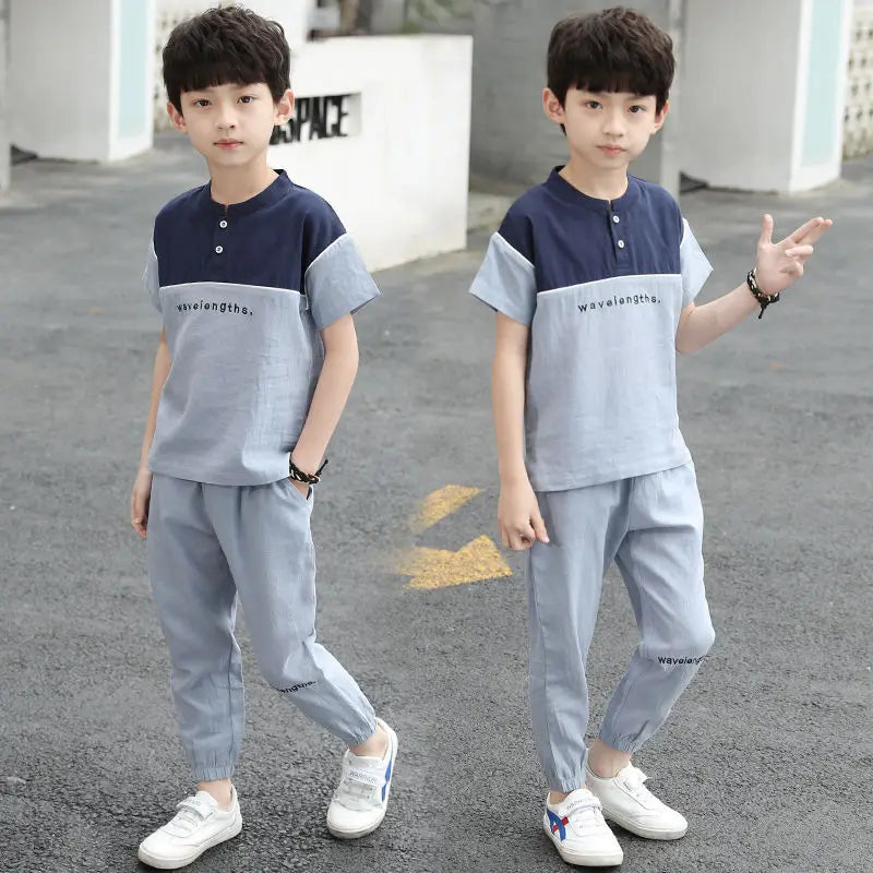 New Summer Boys Clothing Sets Children T-shirt Short Sleeve +Pants Set Two Pieces Set Kids Baby Boys Clothes 6 8 10 Years Old