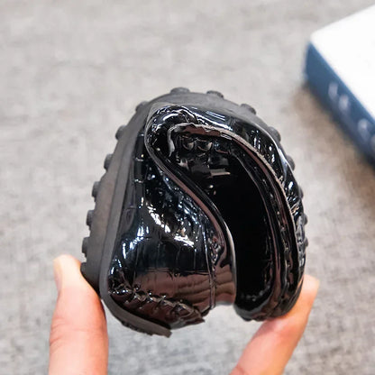Boys Loafers Non-slip Children's Leather Shoes All-match Four Seasons Metal Buckle  Shiny Simple Kids Fashion Moccasin Shoes