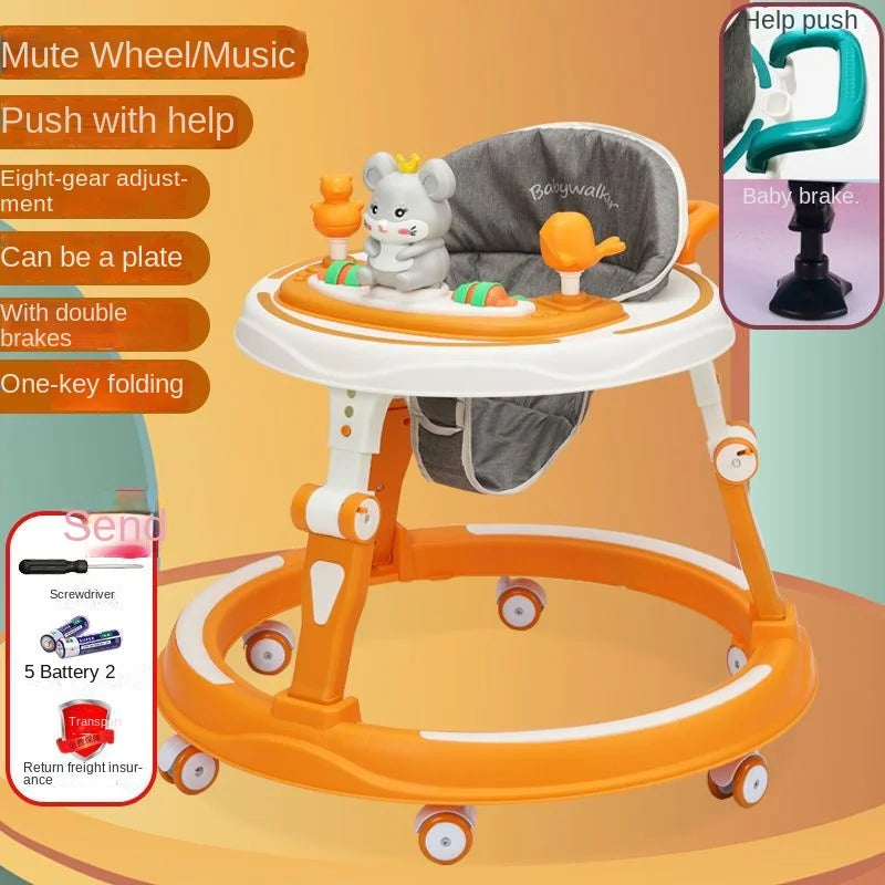 Lazychild Baby Walker 8-gear Adjustable Multi-function Anti-O-leg Anti-rollover Folding Baby Starting Car 5-18 Months Hot New