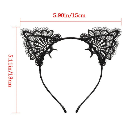 Cute Lace Cat Ears Headband Fancy Dress Hairband Women Girls Cosplay Headwear Masquerade Anime Costume Party