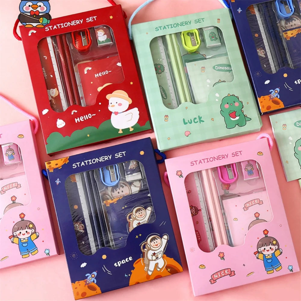5/6pcs Stationery Sets Boys Girls Kids Learning Gift Box Pencil Notebook Ruler Eraser Set School Students Teacher Reward Gift