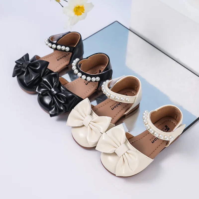 Girls' Sandals and Children's Princess Shoes 2026 Spring New Arrival for Girls Student Rhinestone Bow Performance Shoes