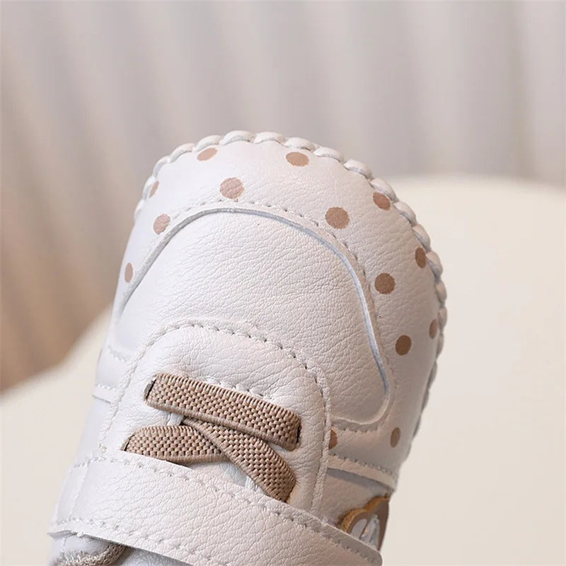 Baby Girls Synthetic Leather Flat Shoes Spring Autumn Anti-Slip Sole Cartoon Infant Shoes