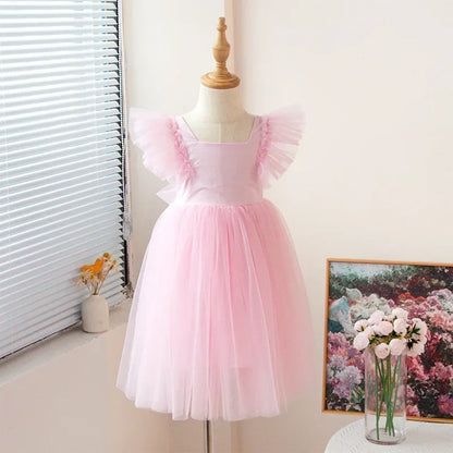 1-8Years New Little Girls Party Dress for Princess Dress Solid Child Clothes Flower Girl Birthday Princess Dress for Kids