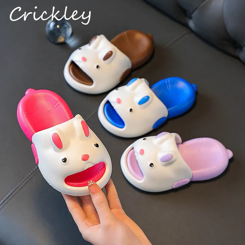 Cartoon Rabbit Children Slippers Cute EVA Waterproof Boys Girls Slippers Soft Sole Non Slip Kids Beach Shoes