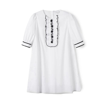 Baby Girl Party Dress Boutique White Clothes Embroidery Cotton Fabric Spring Summer Holiday Kids Girls Dresses For Children 2-14