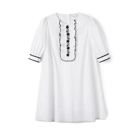 Baby Girl Party Dress Boutique White Clothes Embroidery Cotton Fabric Spring Summer Holiday Kids Girls Dresses For Children 2-14