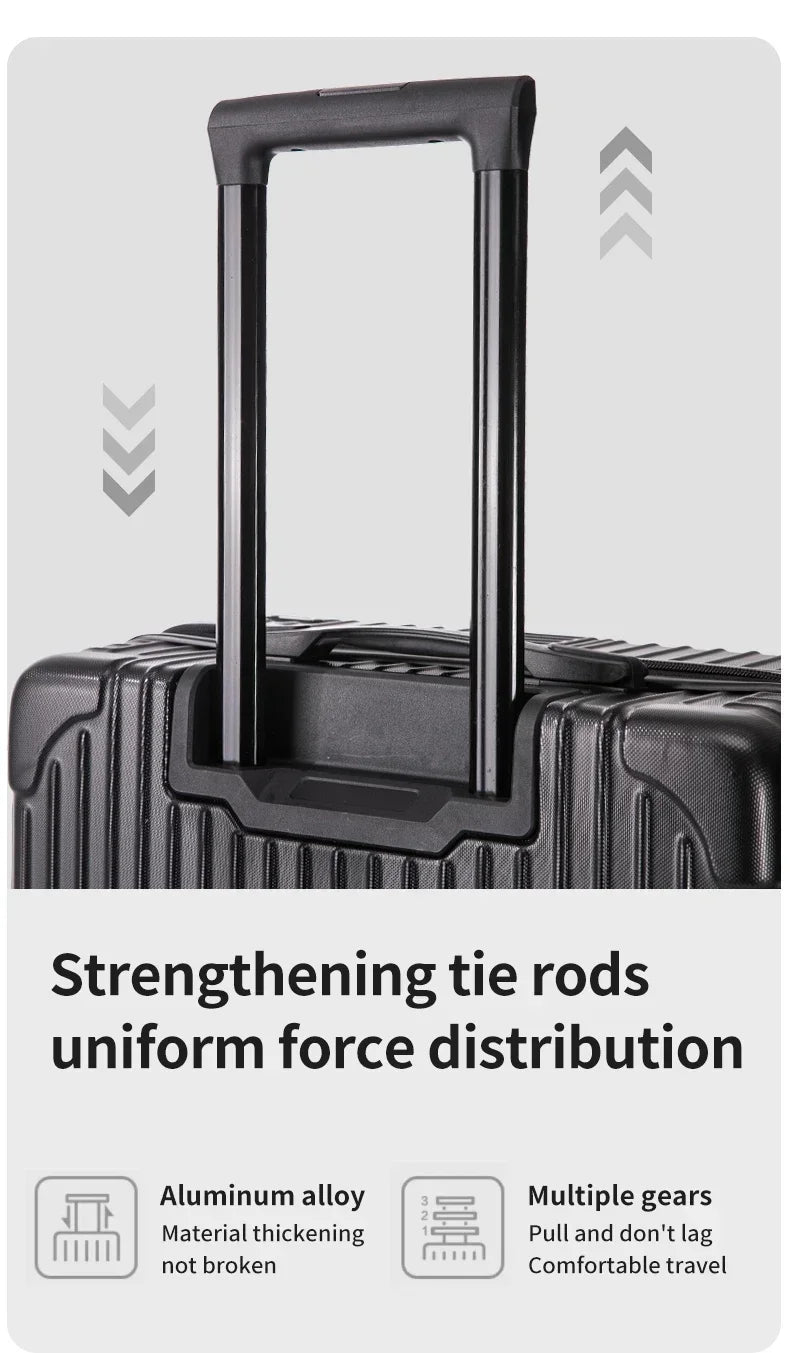 100% Aluminum Magnesium Alloy Luggage Trolley - 20-28 Inch Carry-On With Cup Holder | Lightweight Travel Suitcase