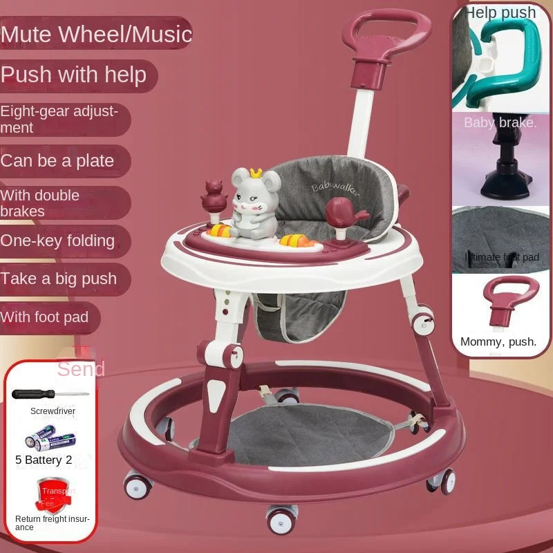 Lazychild Baby Walker 8-gear Adjustable Multi-function Anti-O-leg Anti-rollover Folding Baby Starting Car 5-18 Months Hot New