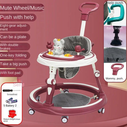 Lazychild Baby Walker 8-gear Adjustable Multi-function Anti-O-leg Anti-rollover Folding Baby Starting Car 5-18 Months Hot New