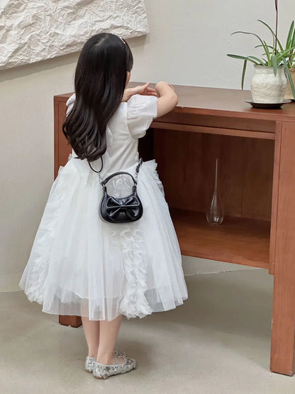 Kids Girls Cute Bowknot Handbag Fashion Crossbody Bag Detachable Strap Mini Shoulder Bag for Children Stylish Purse