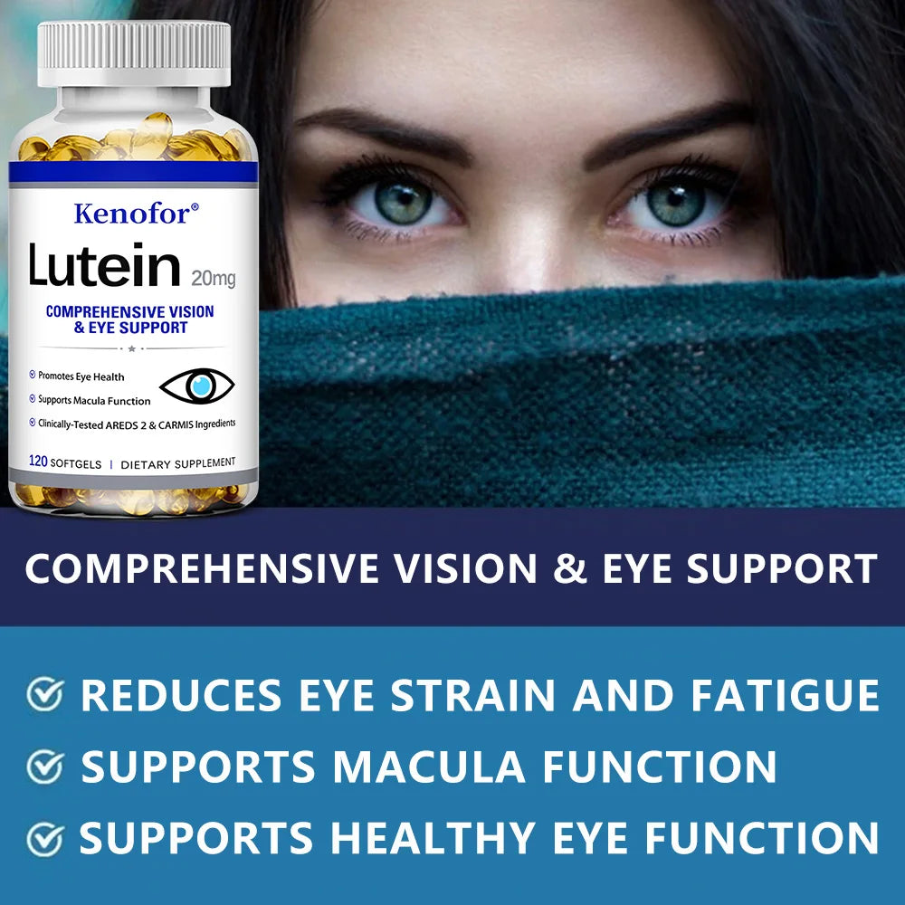 Lutein Capsules - with Zeaxanthin and Vitamin E - Powerful Antioxidant, Eye Health, Improve Vision Health - 120 Capsules