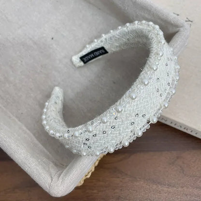 Women Hair Accessories France Pearl Beaded Hairhoops Headwears Weave Hairbands for Women Fashion Headband Accessories