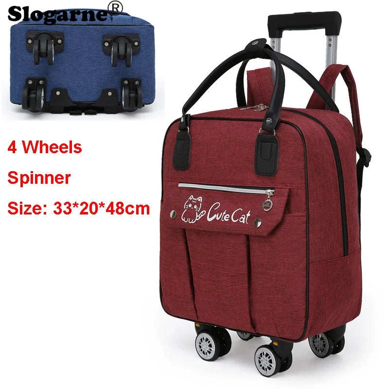Portable Travel Luggage Bags 4 Wheels Big Capacity Unisex Trolly Travel Duffels Men New Rolling Suitcase Women Wheel Travel Bags