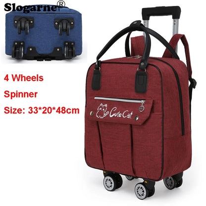 Portable Travel Luggage Bags 4 Wheels Big Capacity Unisex Trolly Travel Duffels Men New Rolling Suitcase Women Wheel Travel Bags