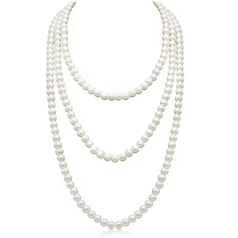 New Women Jewelry Pearl Bead Necklace Long Sweater Chain Necklace For Women Dress Accessories Gift For Girl Mother