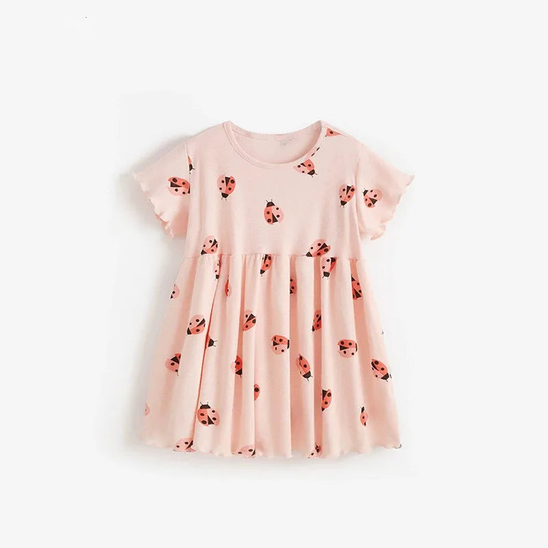 Summer Girl Vest Dress Kids short-sleeved Floral print Princess Dress Baby Version Broken cute Casual Sundress
