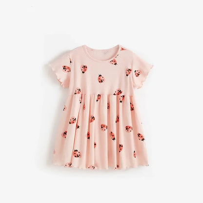 Summer Girl Vest Dress Kids short-sleeved Floral print Princess Dress Baby Version Broken cute Casual Sundress