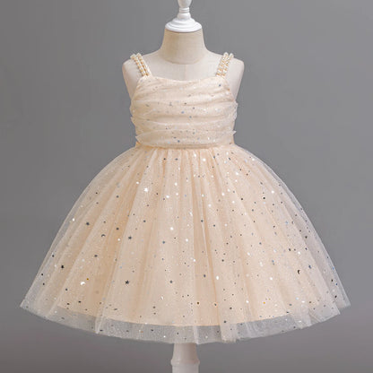 Baby Girl Lace Dresses Sparkling Weddings Pink Dress Elegant Princess Party Tutu Toddler Kids Birthday Baptism Formal Ball Gowns