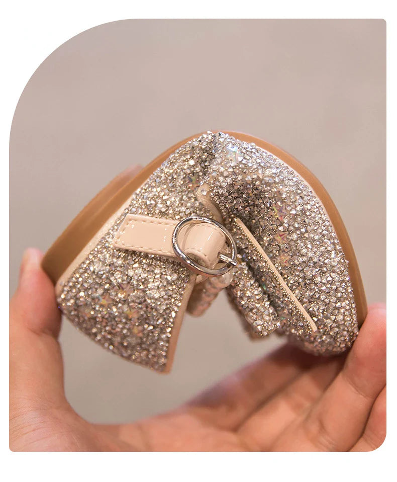 Girls Princess Shoe Soft Sole Ballet Dance Shoes Water Diamond Small Leather Shoes Mary Jane Shoes