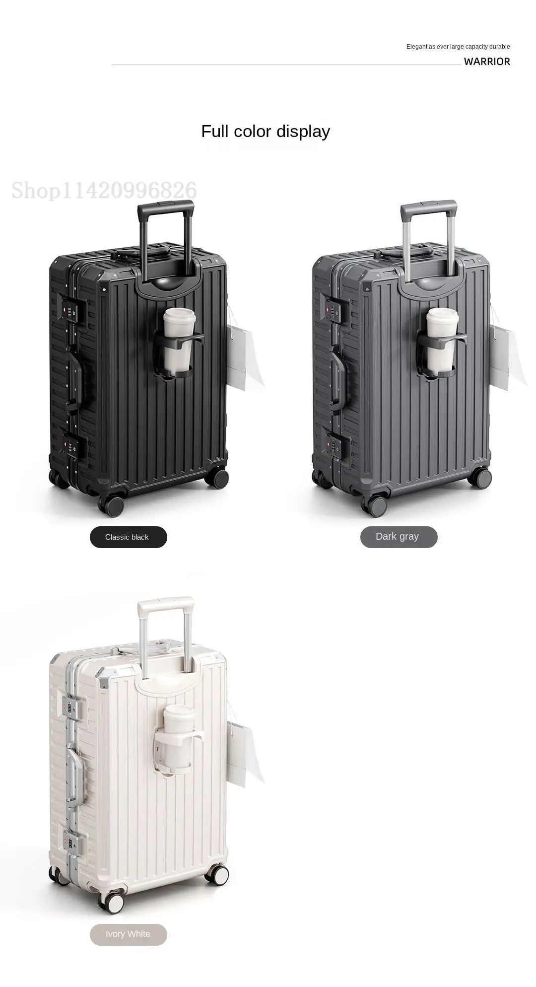 Luggage Unisex 20-inch Carry-On Suitcase 29-inch Large Capacity Aluminum Frame Travel Password Suitcase with Smooth wheels