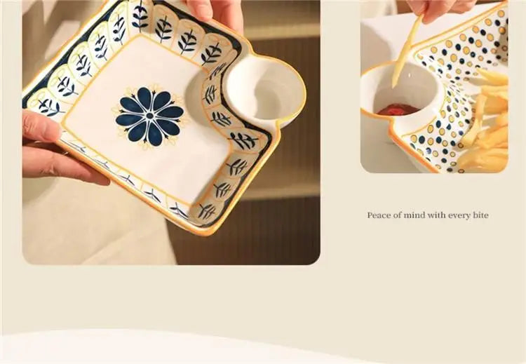 Cerc Plate Dining Di Heat Resistant Dumpling Plate with Vinegar Di Multi Functional Fruit Plate Trendy Network Bestseller